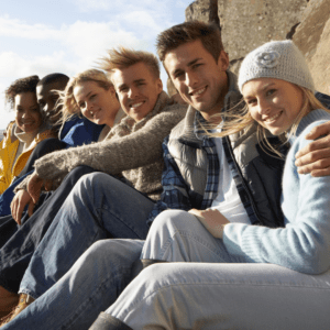 group of adults sitting